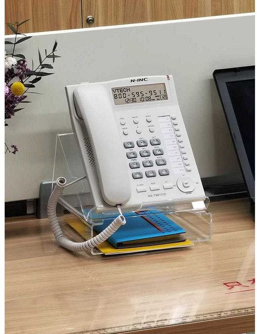 사무실전화거치대 선반 사무실전화 유선 전화기거치대 전화기 리더기 전화, 무색투명