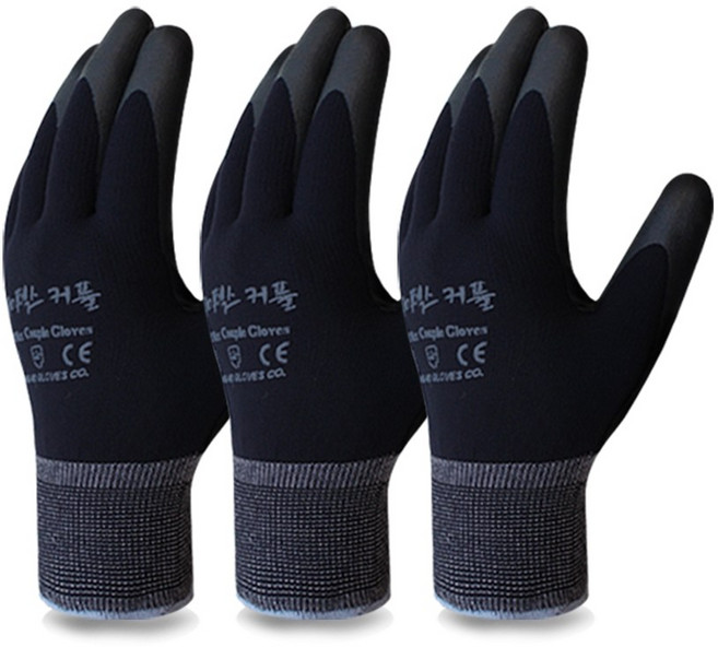 나이텍스 커플 / 방한용 두툼한 기모 장갑 M/L/XL, XL, 3개, 블랙