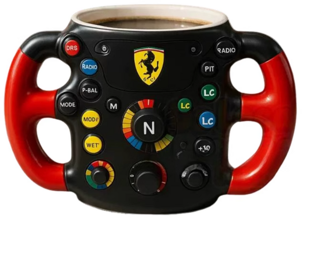 RaceGear F1 팀 스티어링 휠 머그 스테인리스 스틸 머그, 페라리, 1개