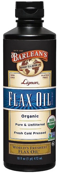 Barlean's 냉압착 아마씨의 리그난 아마씨 오일 - 심장 건강 개선을 위한 7 230mg ALA 오메가-3 지방산 비건 USDA 유기농 GMO 프리 글루텐 프리 47, 리그난 아마 오일 - 473.2ml(16온스), 1개, 473ml - 쿠팡