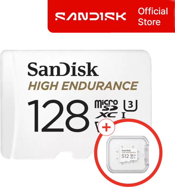 샌디스크 공식스토어 MicroSD 하이 엔듀런스 HIGH ENDURANCE +마이크로 전용 케이스 패키지, 1개, 128GB