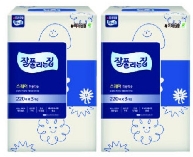 스퀘어 미용티슈 220매 x 3입 x 4팩