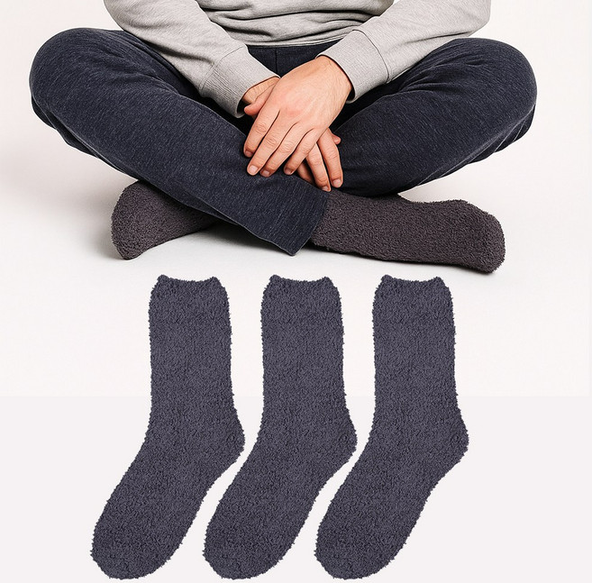 코지24 국산 남자수면양말 3켤레 세트 군인 방한 보온 겨울 두꺼운 따뜻한 극세사 양말