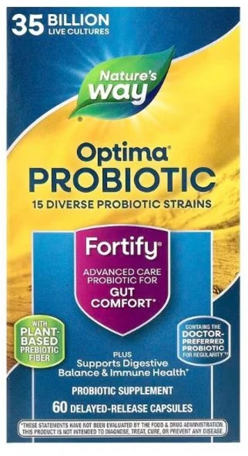 네이쳐스웨이 Fortify Optima 데일리 프로바이오틱 + 프리바이오틱 350억 지연 방출 베지캡슐 60정, 1개 - 쿠팡