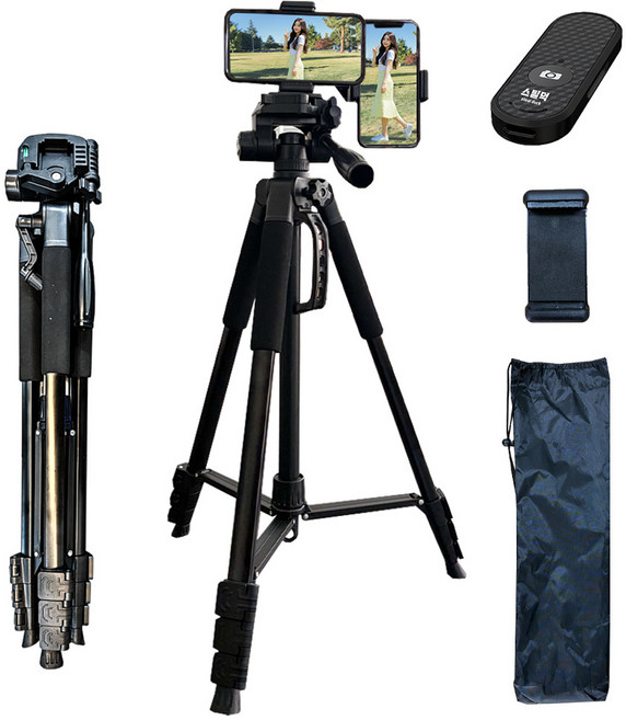 스틸덕 180cm 삼각대 스마트폰 카메라 셀프 스냅 블루투스 리모컨, 1개, 블랙, SDT-01