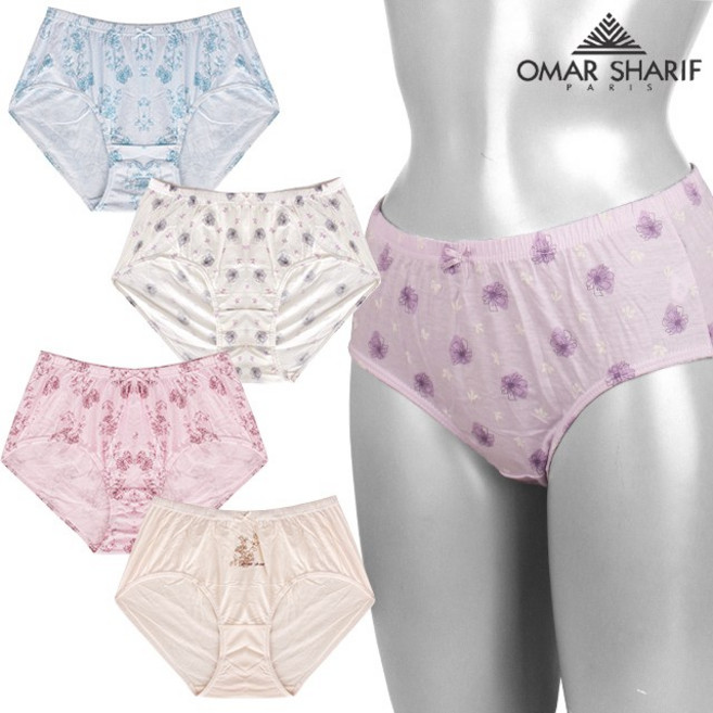 오마샤리프 여자 꽃 나염 맥시 스타일 데일리 순면 팬티 5매입 WP7021