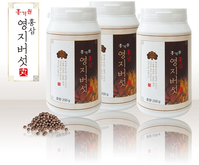 홍가원 영지버섯환 홍삼영지 국산 영지버섯분말 베타글루칸 영지환 복분자 오갈피 백복령 건강환 200g, 3개