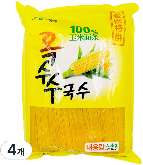 터보마켓 중국식품 가원 옥수수면 옥국시 업소용 세트 옥수수국수 2.5kg, 4개