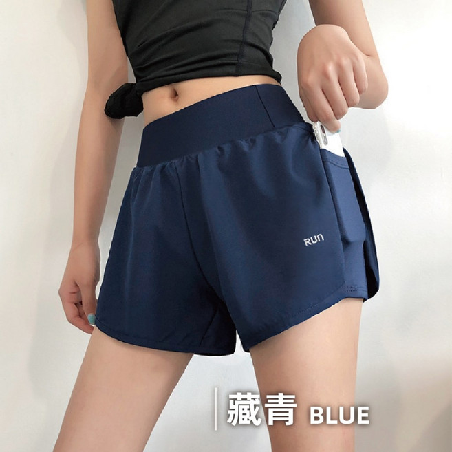 【OniWear】 顯瘦 假2件雙層 防走光 速乾 跑步運動短褲