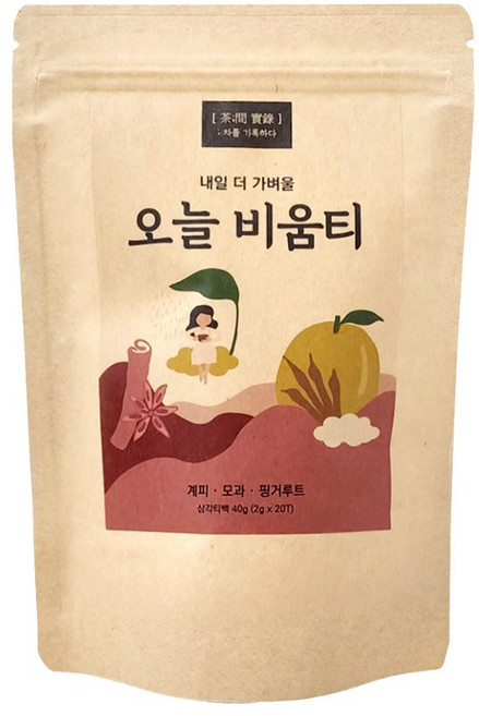 착한농부 모과 계피 핑거루트차 친환경티백 오늘비움티2g 20개입 1개, 2g