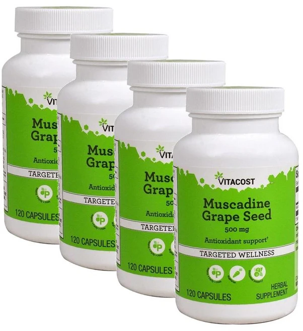 비타코스트 무스카딘 포도씨 추출물 500mg 캡슐 Vitacost Muscadine Grape Seed, 4개, 120정 - 쿠팡