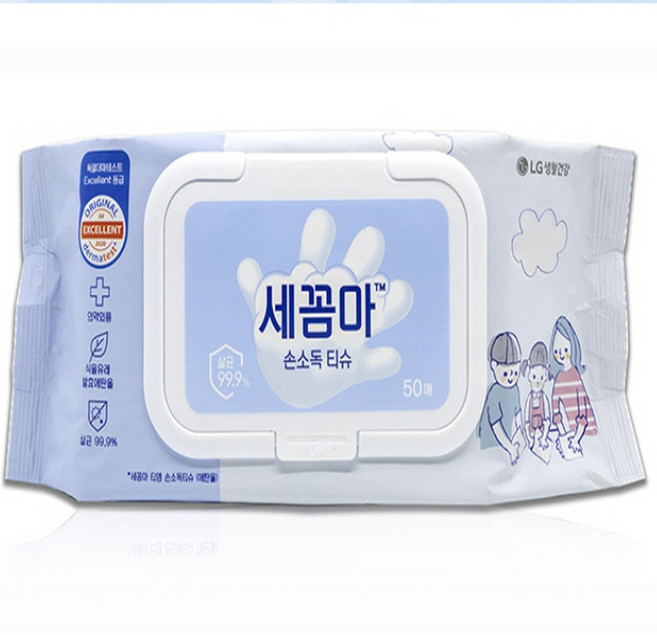 세꼼마 손소독 물 티슈 50매 x 10세트, 본상품선택