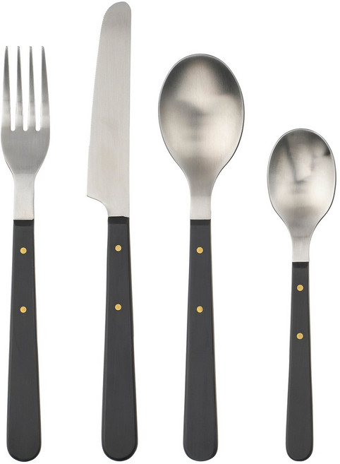 이케아 도프트셸드 식기도구4종 포크 나이프 스푼 6세트, 블랙