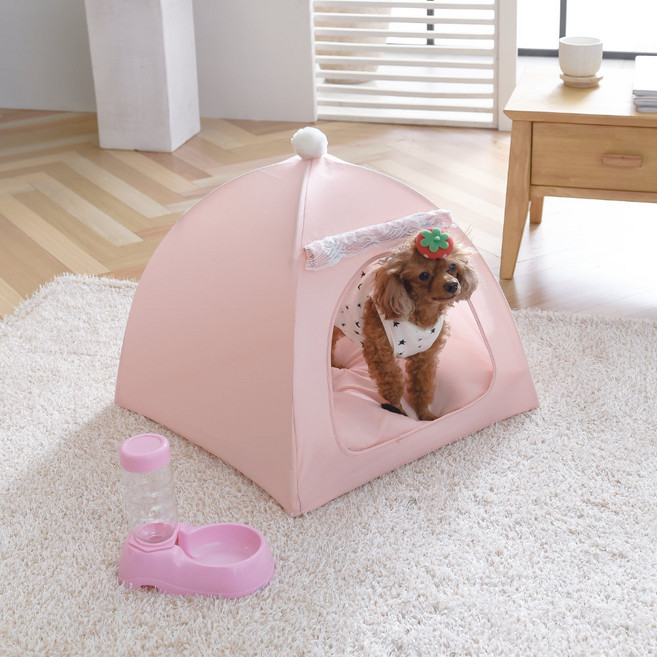 사계절 애견텐트+방석-대형(핑크)/애견하우스 펫 개집, 단품, 1개