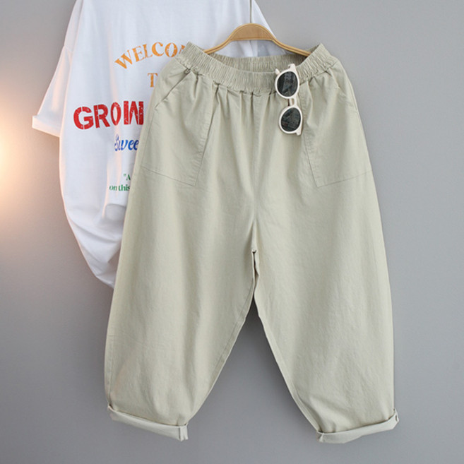 달콩 여성 빅사이즈 여름배기팬츠 허리밴딩 스판 피그스판아방항아리팬츠