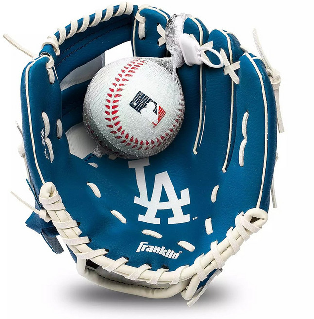 프랭클린 MLB LA다저스 유소년 야구 글러브 9.5인치 우투용 아동 어린이 초등학생 캐치볼 공놀이+안전야구공, 1개