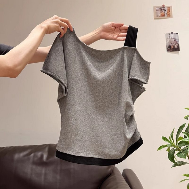 Toruva어린이 반팔 오프숄더 티셔츠 패셔너블 캐주얼 디자인14세 이상