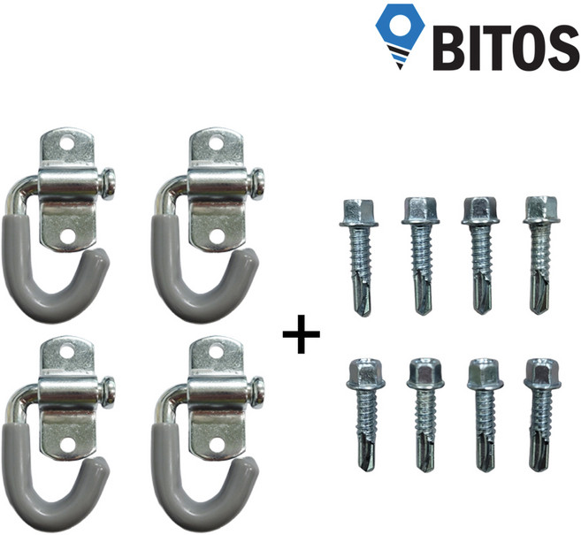 적재함 화물차 트럭 스틸 고리 화물차 용품 피스 포함, 4세트, 회색