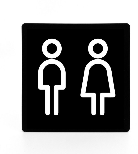 부착형 아크릴 안내 표지판 화장실 남녀공용 (12x12cm), 1개, 화장실 남녀공용 [블랙]