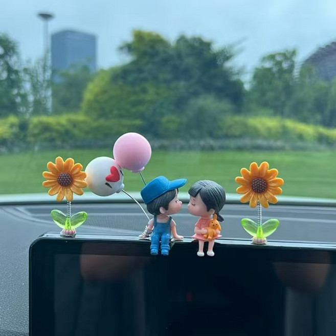자동차 커플 피겨 소품 인테리어 소품, 1개, 해바라기
