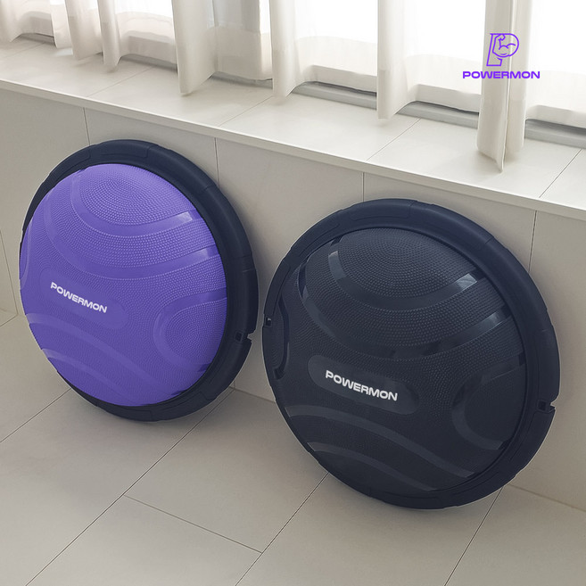 파워몬 보수볼 밸런스볼 반짐볼 임산부 필라테스 요가 헬스 하프 돔볼 코어 운동 60cm, 블랙