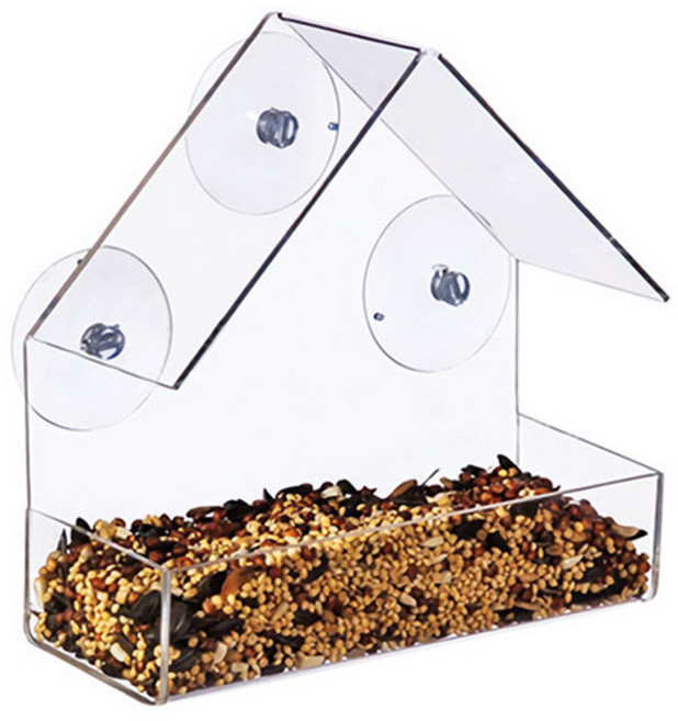 새모이집 참새 먹이통 창문 야생 새모이통 (투명), 1개