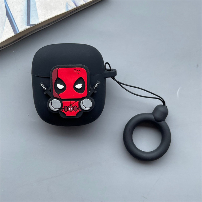 보스 QC 이어버드 2 이어폰 슈퍼파이터 캐릭터 태슬 실리콘 케이스, 검은색 B, 고리 케이스