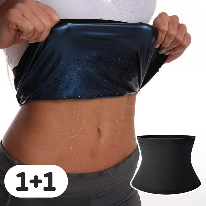 [MSMULTIVERSE] 1+1 업그레이드 뱃살 보정 다이어트 헬스 유산소 런닝 허리 복부 흉통 집중 벨트 발열 땀복 복대, 2개, 블랙(실버)+블랙(블루)
