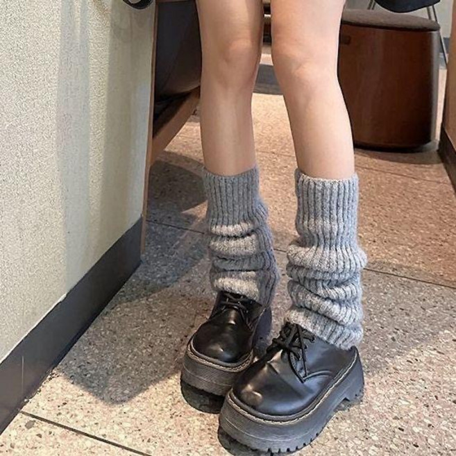 JK日系 襪套 辣妹 針織襪套女 泡泡襪 過膝襪 長筒襪 大腿襪 秋冬加厚保暖襪