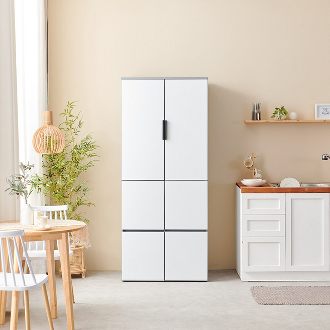 사사가구 루멘 800 냉장고형 비스포크 광폭 다용도 팬트리 5단수납장 B타입, 투톤블랙