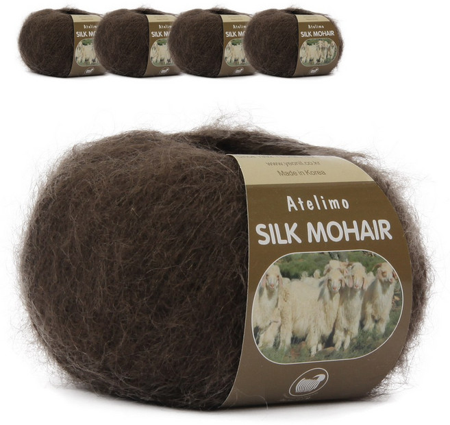 연일섬유 실크 모헤어 뜨개실 5p, 4 모카브라운, 5개