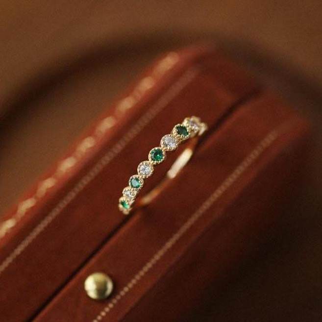 에메랄드 반지 원석 골드 슬림 오픈링 데일리 by 모리에