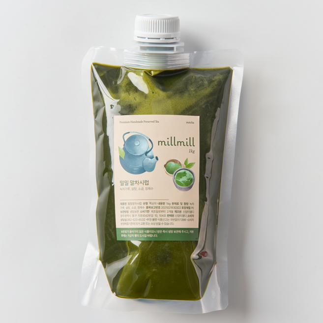 밀밀 과일수제청 프리미엄 건강한 홈카페 영업용, 말차시럽, 1kg, 1개, 1개입