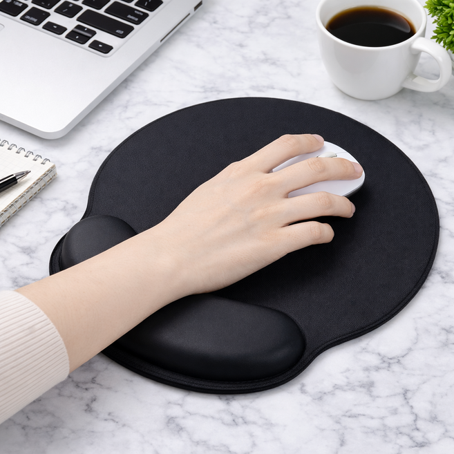 루움 손목편안 피로감소 마우스 패드, 1개, 블랙