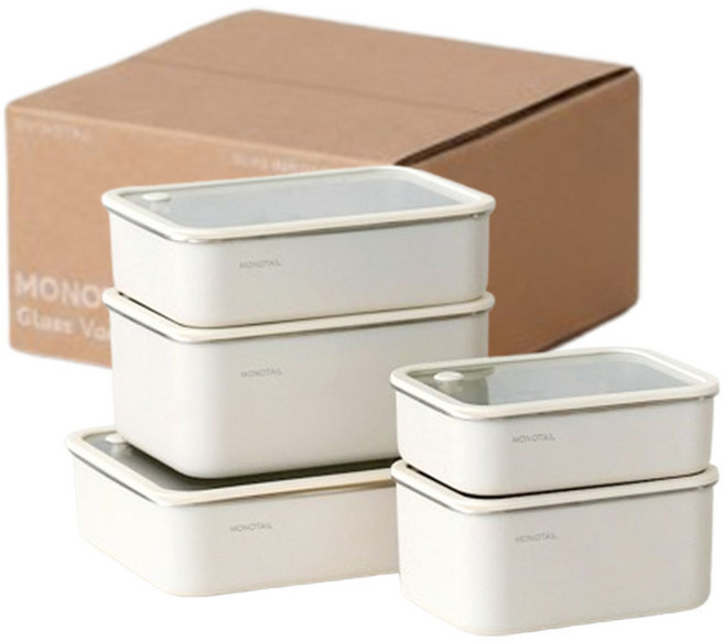 판매자특가 모노테일 무연마 스텐용기 스텐 304 전자렌지용기 반찬통 김치통 스텐보관용기 5종 세트, 1개, 세보리 스텐 304 전자렌지 보관 용기 5종 세트