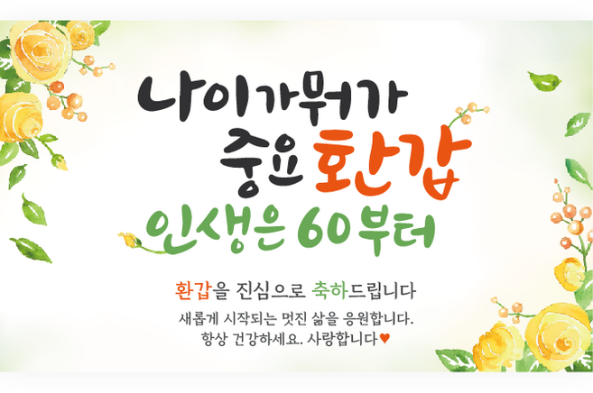 엘케이샵 [나이가 뭐가 중요 환갑 인생은 60부터] 환갑 회갑 파티 현수막, 호칭없음