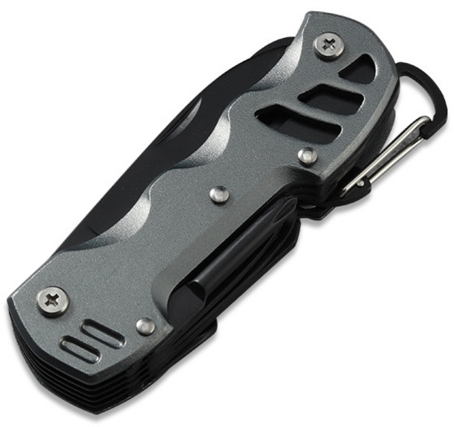 Dr.Tools 다용도 16 in 1 맥가이버 칼 캠핑 멀티툴 만능 공구 생존 등산, 그레이