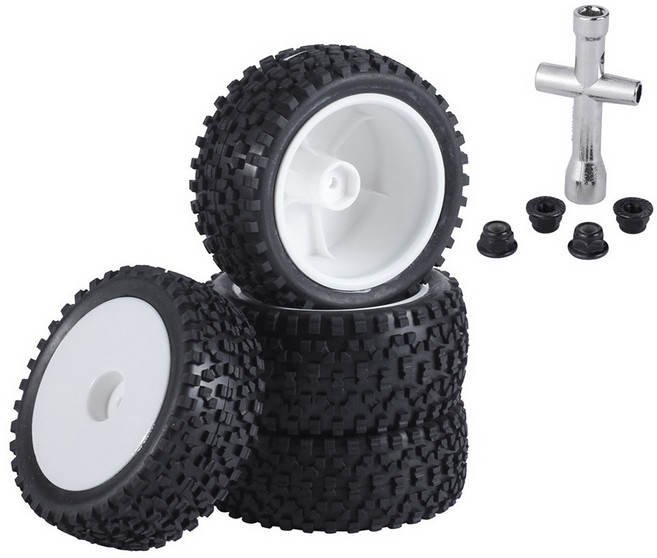 4pcs 85mm 타이어 휠 타이어 WLTOYS 144001 124019 104001 RC 자동차 업그레이드 부품 1/10 1/12 스케일 오프 도로 버기 1, 하얀색