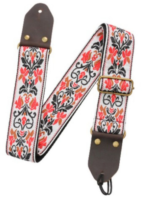 코네임 자수 일렉 베이스 통기타 어깨 멜빵 끈 스트랩 화이트 3W173, 20개