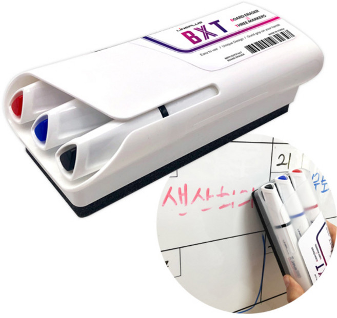 라인플러스 보드마카 지우개 BXT, 레드+블루+블랙, 2세트