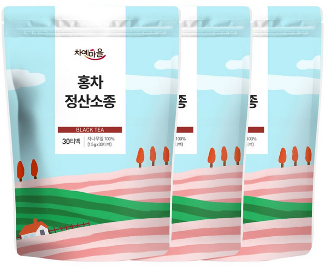 차예마을 정산소종(비훈연) 홍차 30티백, 3개, 30개입, 1.5g