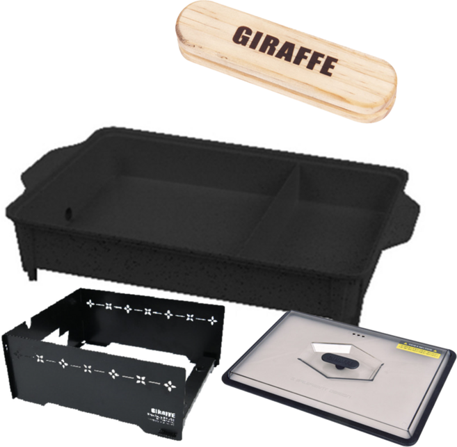 지라프 코베아 구이바다 호환 M 트윈 전골팬 코팅 그리들 캠핑 구이 불판 반반그리들 반반전골팬, 1개, 트윈 M 블랙+우드손잡이+전골팬 뚜껑+바람막이