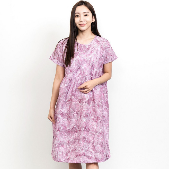 이라인 국산 풍기인견 세뮤어 반팔원피스 인견잠옷