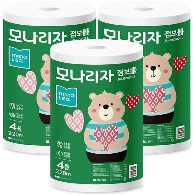 모나리자 점보롤 2겹, 220m, 3개, 4개입