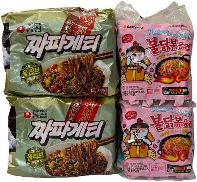 (장우) 삼양 까르보 불닭볶음면 8입+ 농심 짜파게티 10입, 18개
