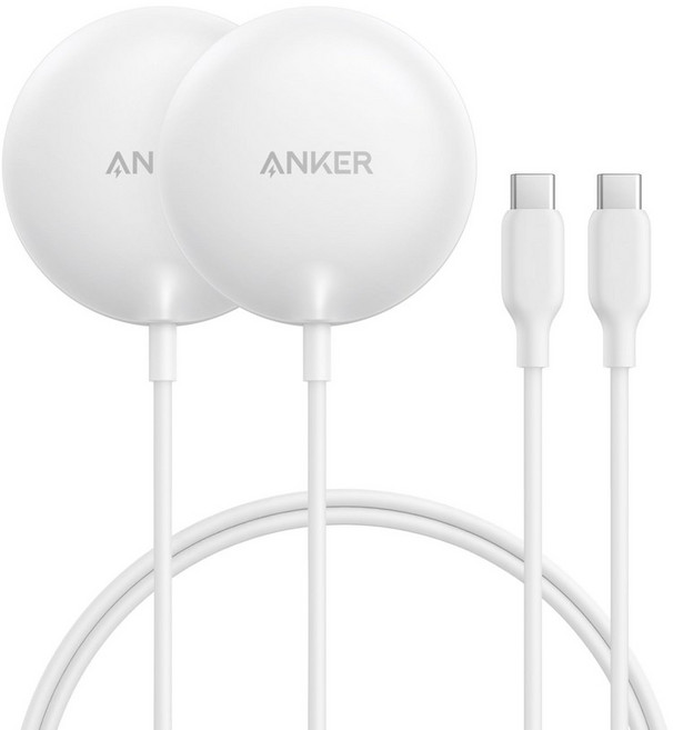 Anker 앵커 졸로 마그네틱 무선 충전기 2개 세트 Qi2 인증 15W MagSafe 호환 충전 패드 아이폰 16151413 시리즈 에어팟 등 어댑터 미포함 블랙, 2 pack, White, 1개, White