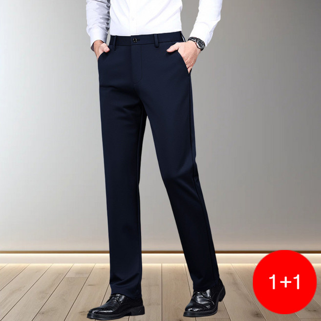 남성 슬림 스트레이트 팬츠 링클프리 스판 정장바지 슬랙스1+1 CIILLNY