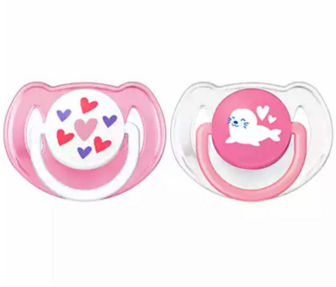 아벤트 클래식 노리개젖꼭지 2개 세트 꼭지보호캡 포함 6~18개월, 2단계(6~18개월), 핑크, 1세트