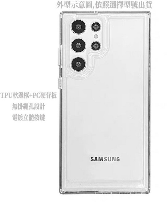 適用於 Samsung Galaxy S23 S22 S21 S24 S25 S26 A54 A55 A56 A57 系列手機殼 防摔透明軟邊框PC背板