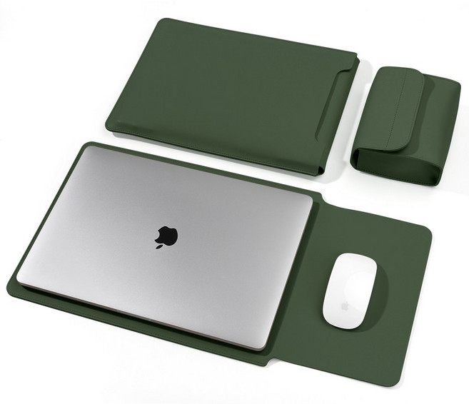 노트북 파우치 케이스 융쿠션 스크래치방지 14인치 16인치 노트북 파우치 케이스 커버 슬리브, 흑녹색, 1개